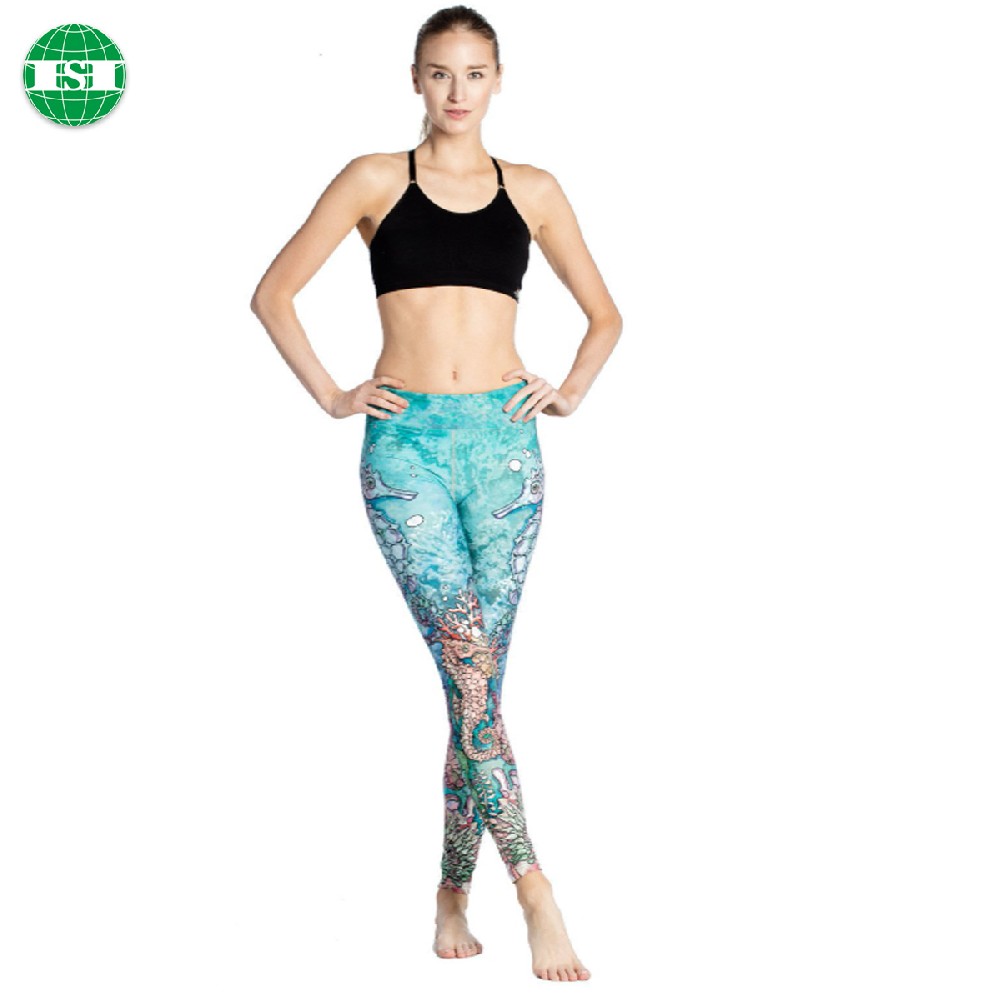 Sea horse print fitness leggings for women full customization