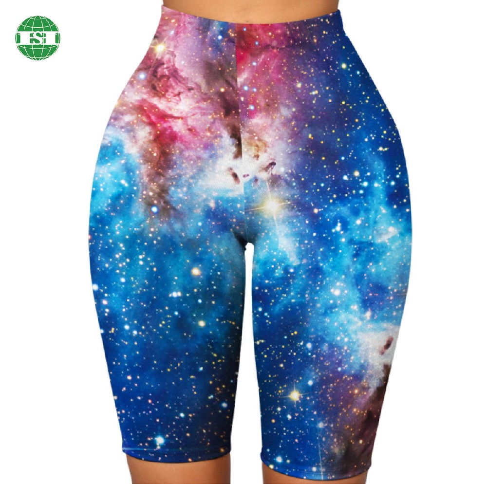 Galaxy space print yoga leggings mid-leg full customization
