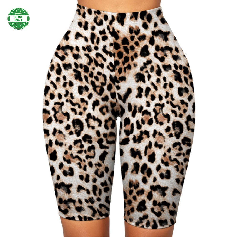 Leopard print sport leggings for woman polyester and spandex