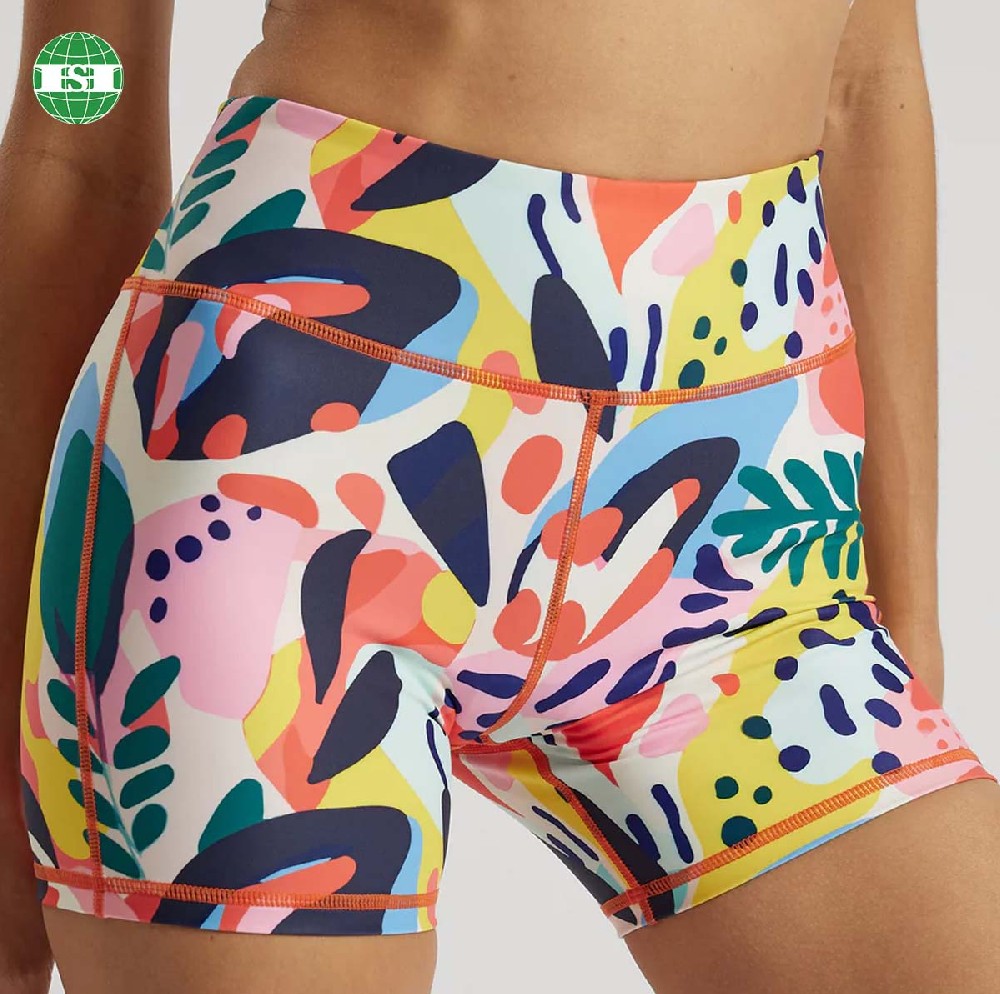 Colorful print short leggings for sport support customization