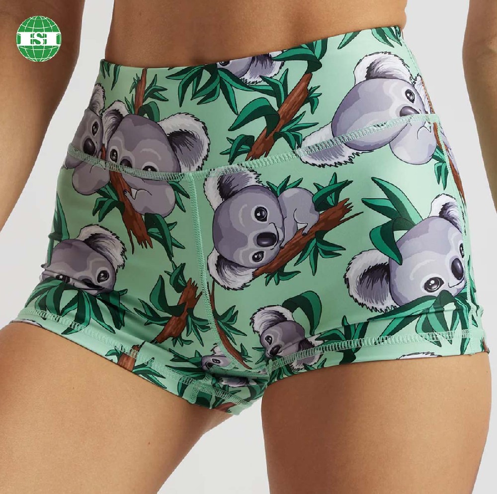 Koala print yoga leggings boxer shorts for female full customization