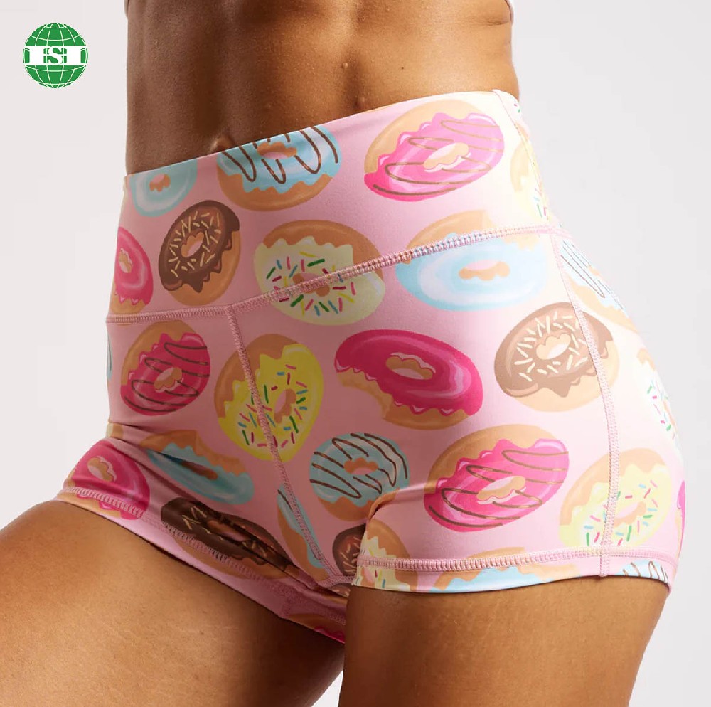 Donuts print yoga leggings boy shorts for female full customization
