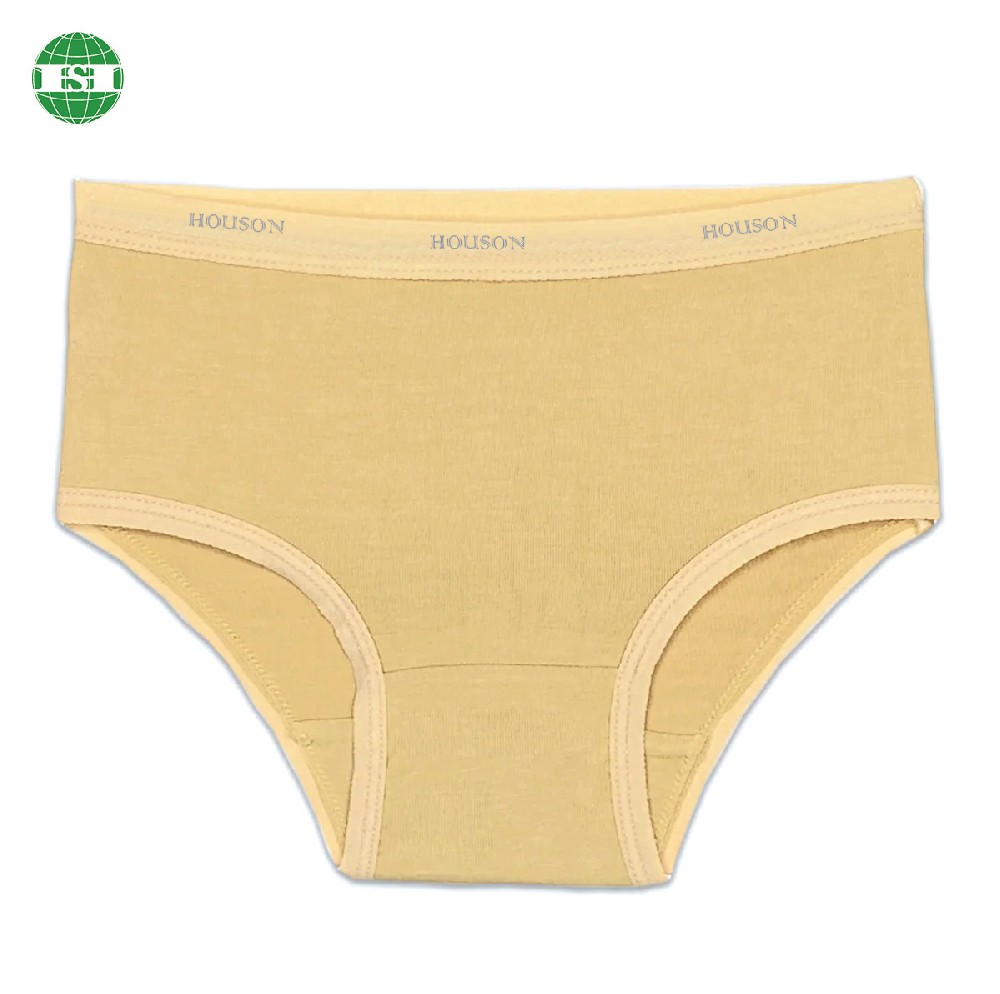 Girl's underwear briefs yellow cotton spandex fabric