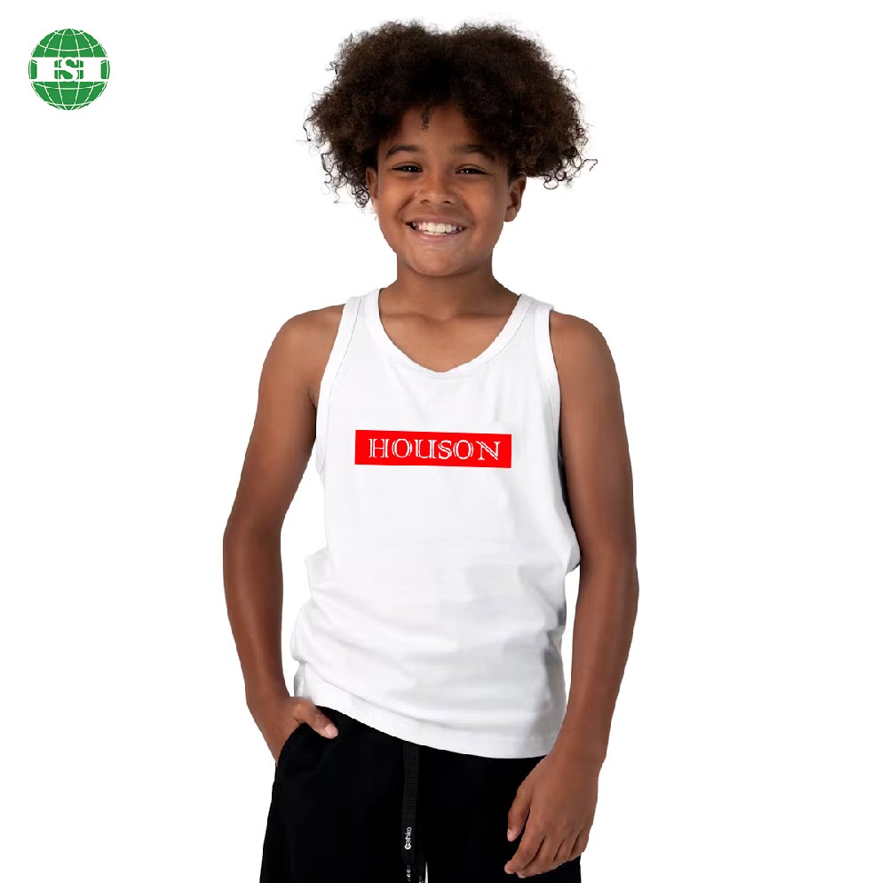 Custom logo white cotton vest for kids