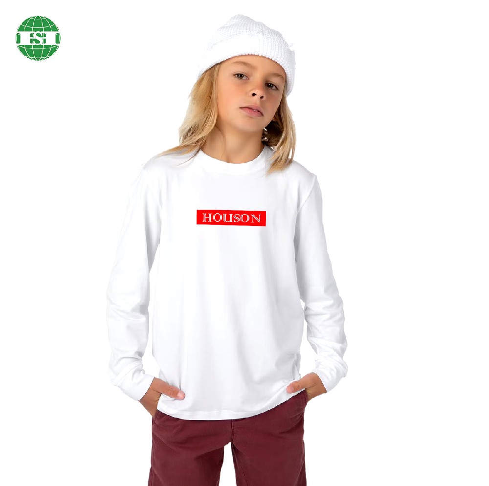 Customize your logo white long Sleeve Tee hoodie sweater for kids