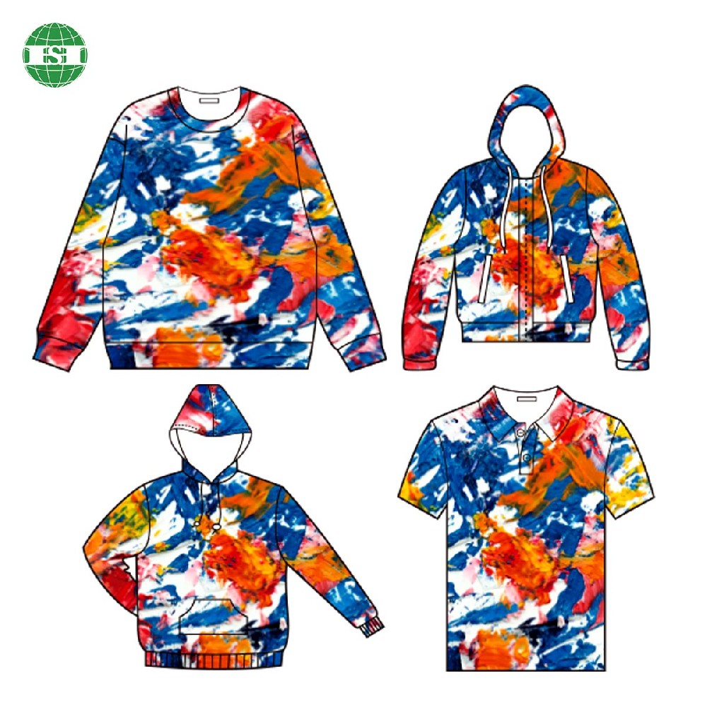 Colorful graffiti print mock up sweater zip up hoodies pull over hoodie polo shirts