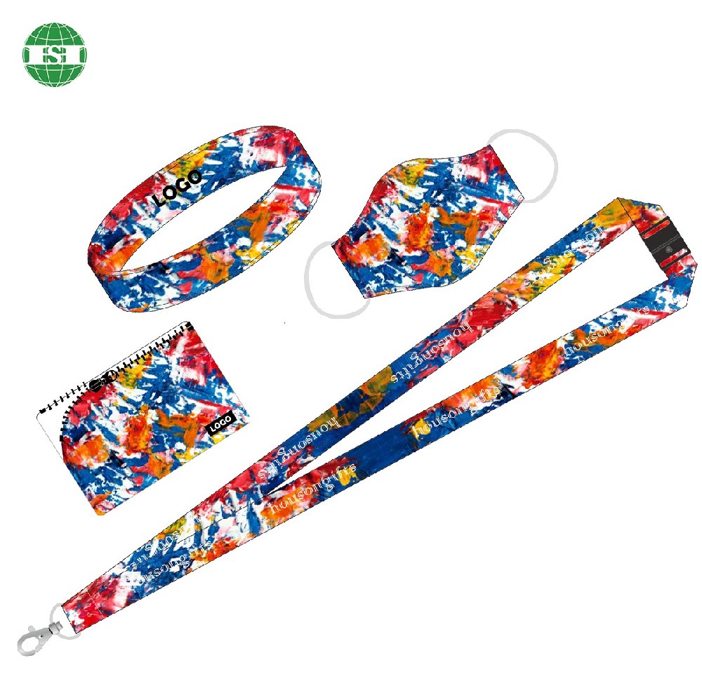 Customisable colorful graffiti print mock up lanyard bracelet wallet facemask