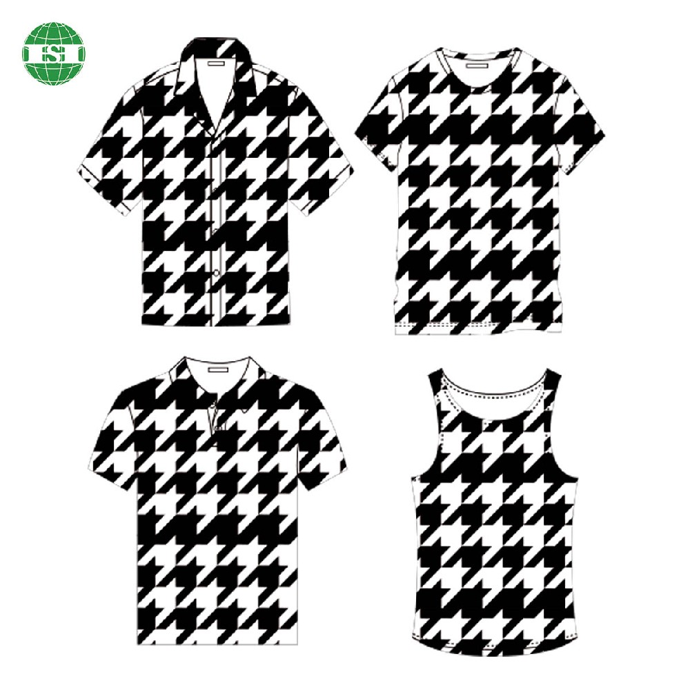 Houndstooth print mock up T-shirts button up shirts singlet tank top board shorts