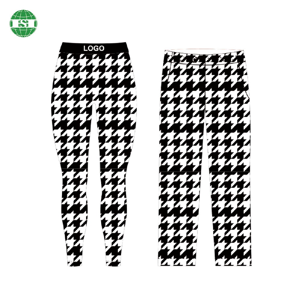 Custom made colorful Houndstooth print mock up leggings lounge pants