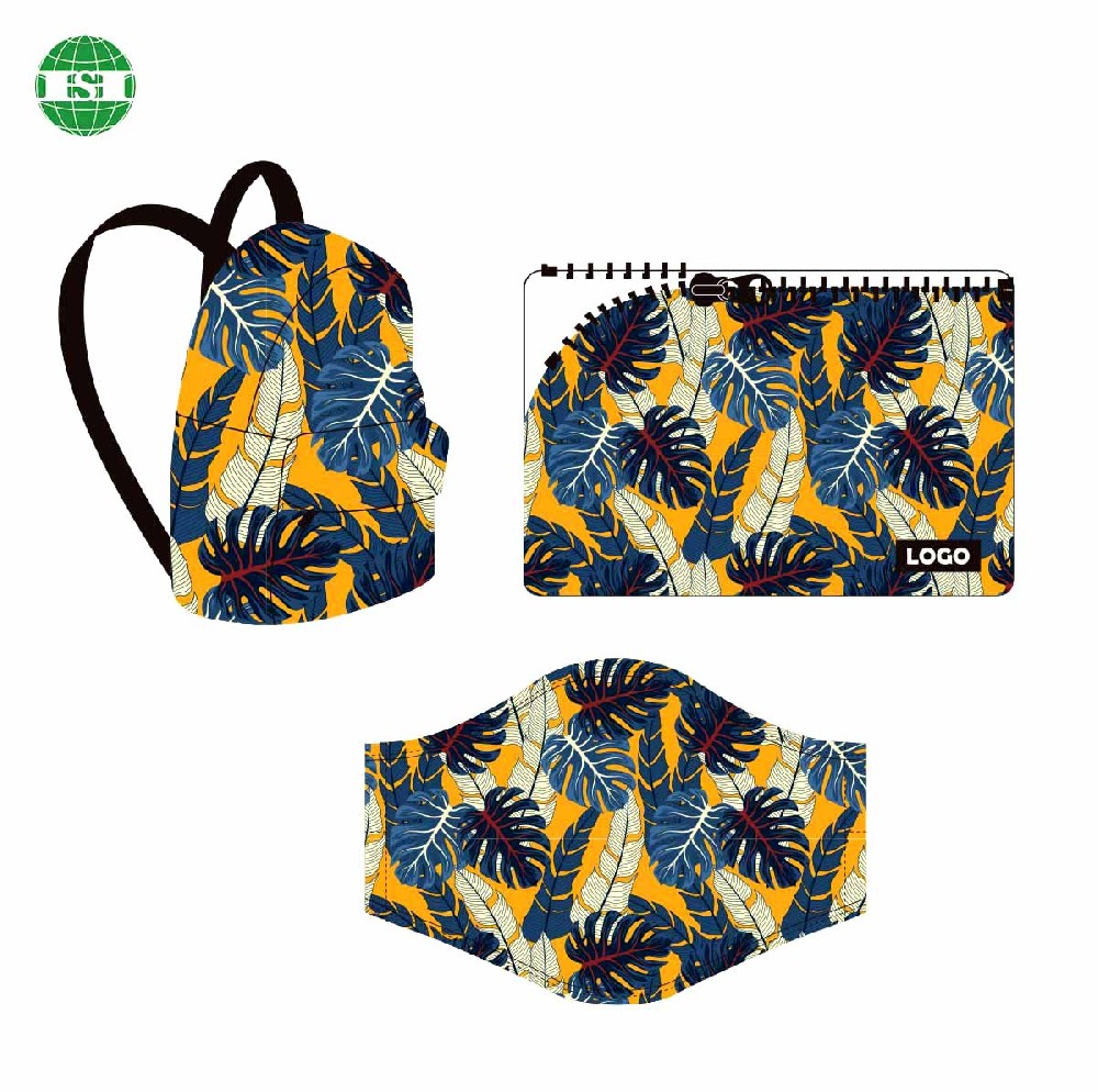 Custom tropical pattern Monstera deliciosa print backpack wallet facemask