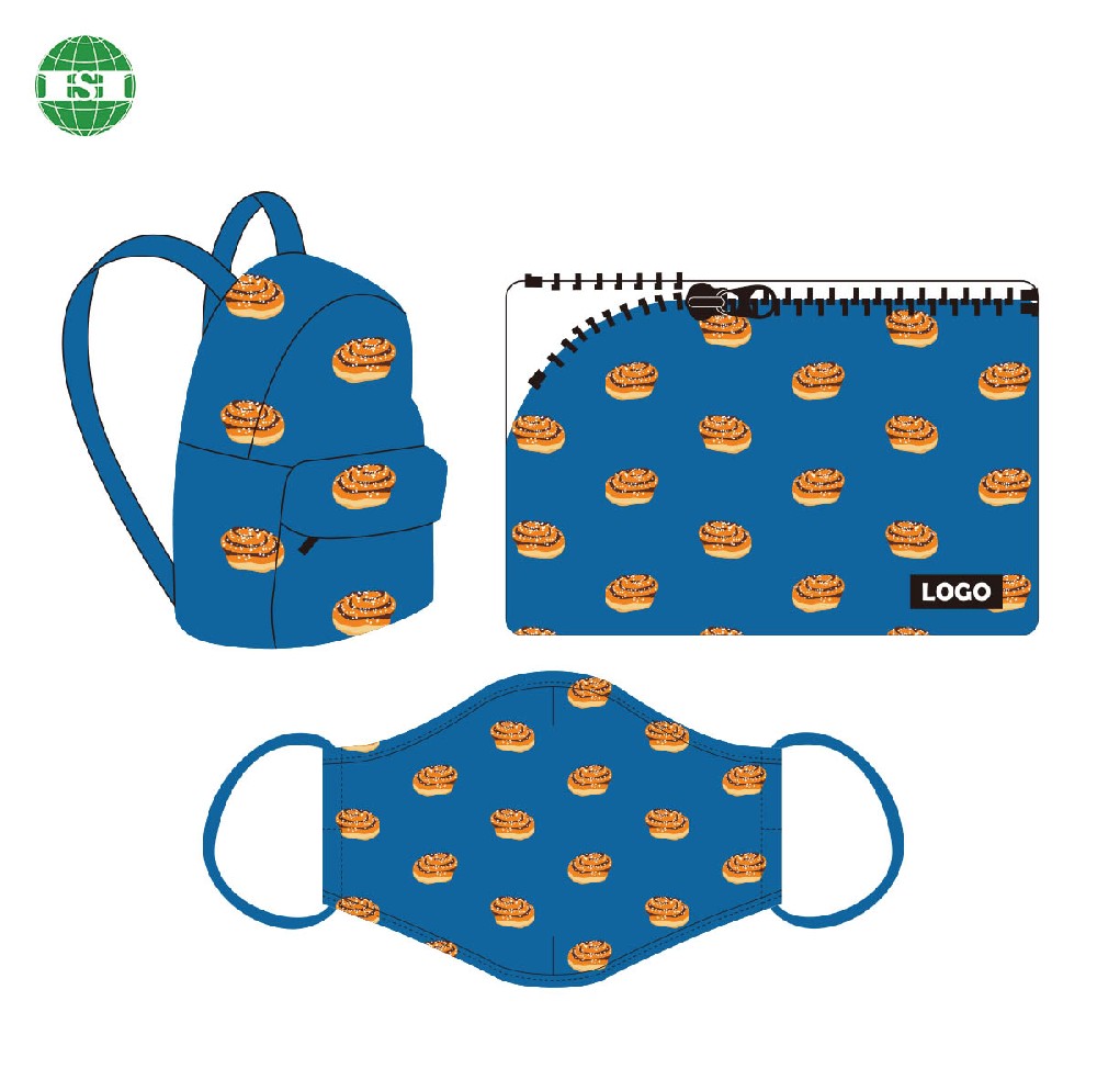 Breads design print backpack school bags wallet face mask fully customized with your own design