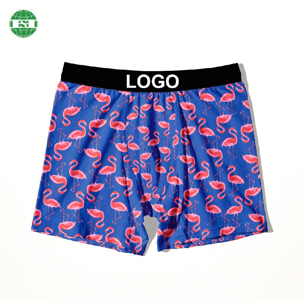 Flamingo print men's boxer briefs 95% polyester 5% spandex customized underwear