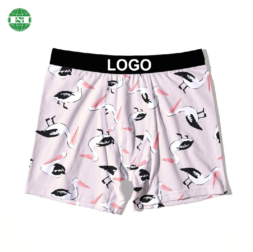 Birds print men's boxer briefs polyester spandex underwear