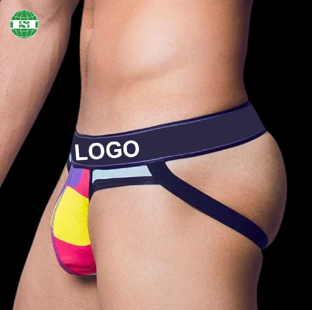 Patterned all over print men's jockstraps customized with your own brand name