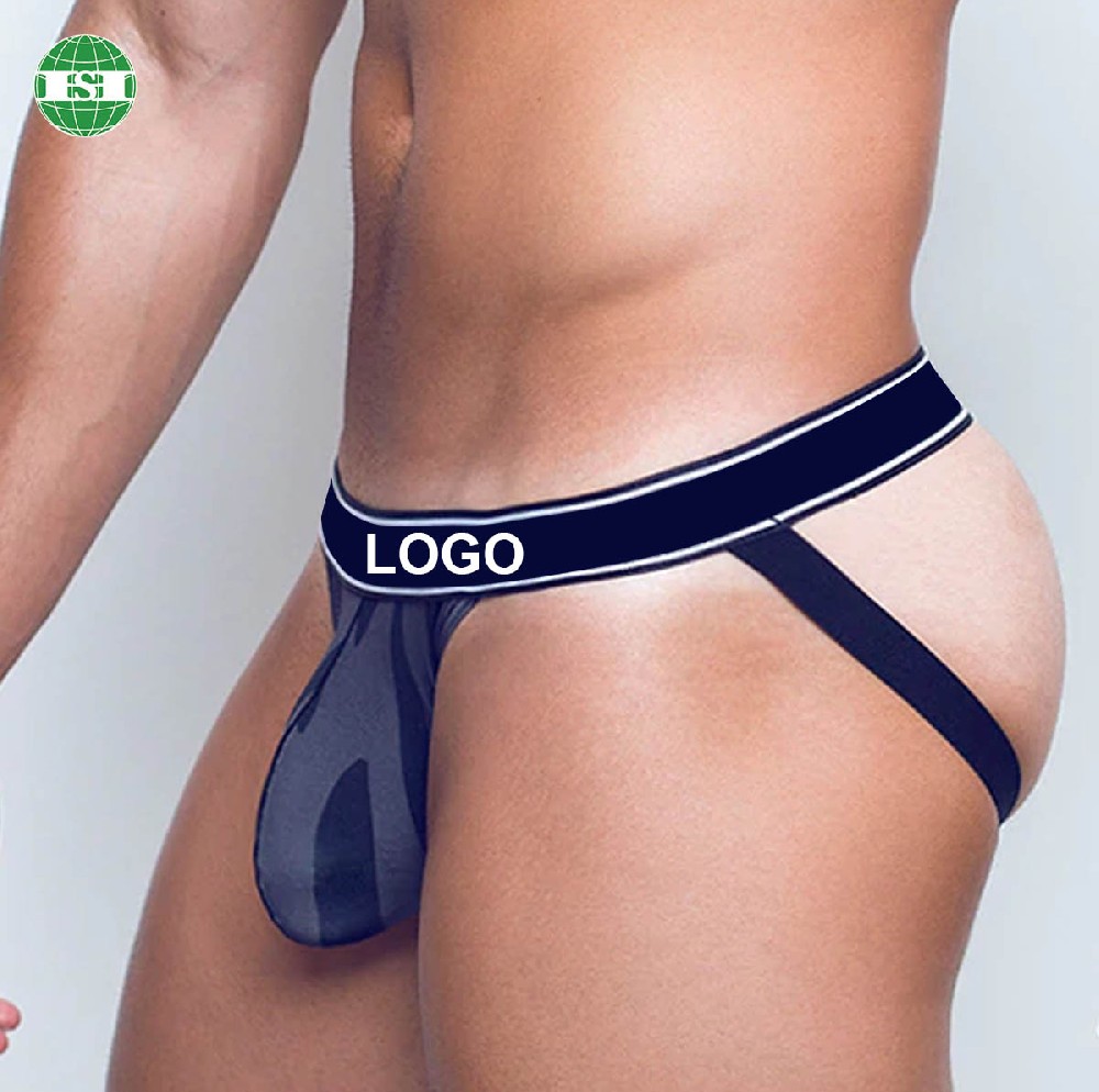 Black grey design print men's jockstraps polyester with spandex