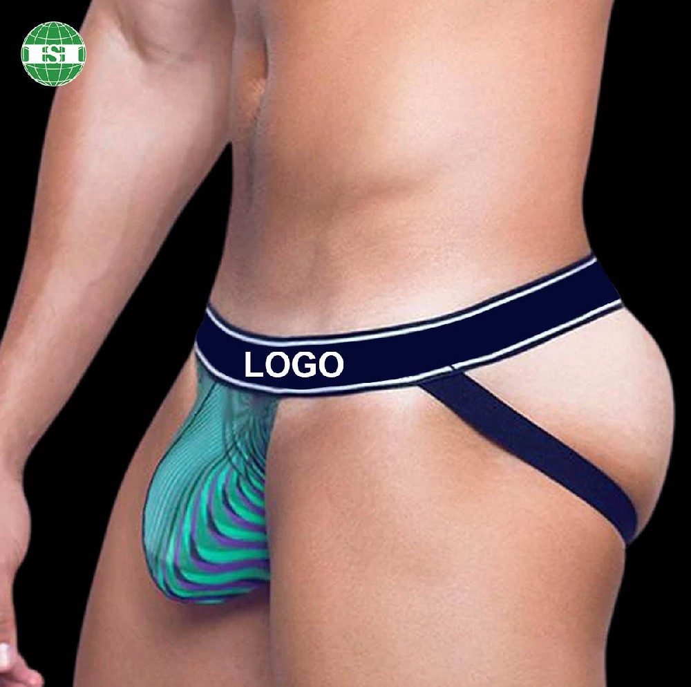 Green palm tree print men's jockstraps full customization with your own tech pack