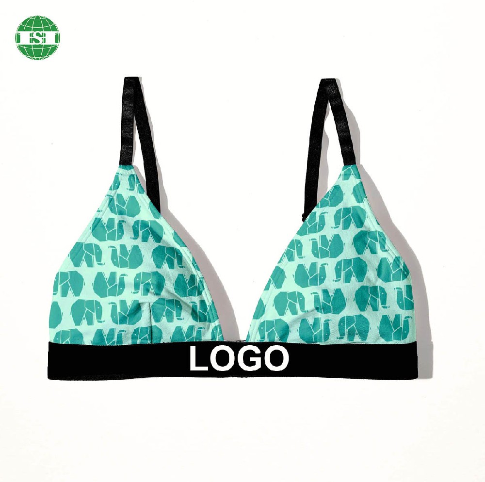 Elephant print ladies' triangle bra customized with your own logo