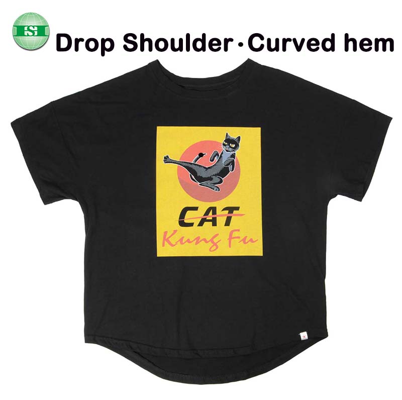 Drop shoulder Curved hem 100% jersey cotton 180gsm t-shirts for men