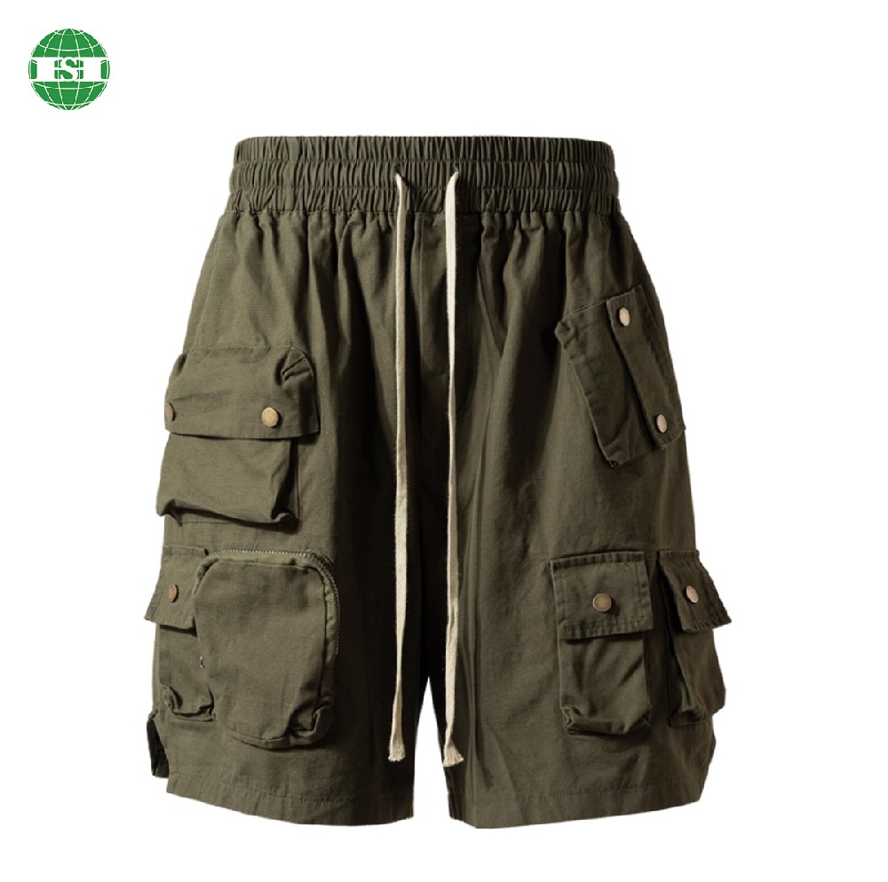 Street wear multiple pockets vibe fashion cotton shorts for male
